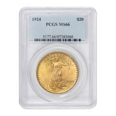 1924 $20 Gold Saint Gaudens PCGS MS66