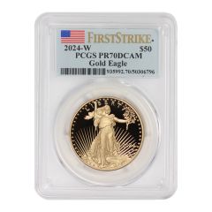 2024-W $50 Gold Eagle PCGS PR70DCAM FS Flag Label w/ OGP Obverse

