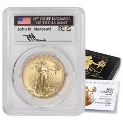 2024-W $50 Gold Eagle PCGS SP70 AR Mercanti Label w/ OGP