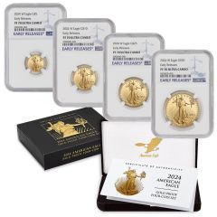 US Gold Eagles 2024-W NGC PF70UCAM 4 Coin Set Early Releases w/ OGP