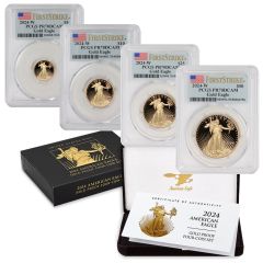 Set of 4 2024-W Gold Eagles PCGS PR70DCAM FS Flag Label w/ OGP
