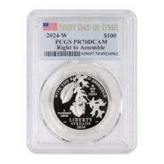 2024-W $100 Platinum Eagle PCGS PR70DCAM FDOI Flag Label Obverse

