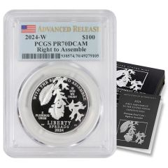 2024-W $100 Platinum Eagle PCGS PR70DCAM AR Flag Label OGP