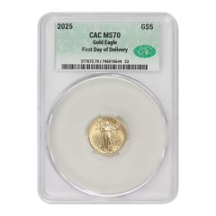 2025 $5 Gold Eagle CACG MS70 FDOD