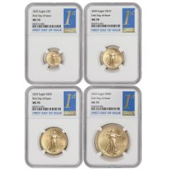 Set of 4 2025 Gold Eagle NGC MS70 FDOI