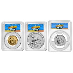 Set of 3 2025 Gold Batman and Silver Medals PCGS PR70DCAM & MS70 FDOI Superhero Label