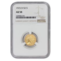 1925-D $2.5 Gold Indian NGC AU58