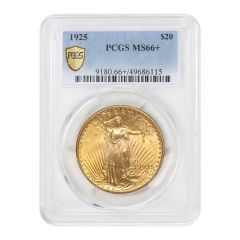 1925 $20 Gold Saint Gaudens PCGS MS66+