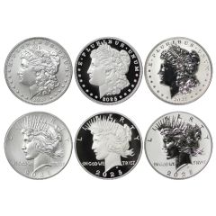 Set of 6 2025 $1 Silver Morgan & Peace w/ OGP