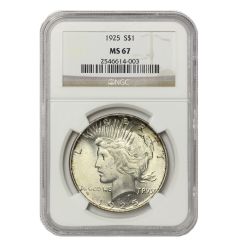 1925 $1 Peace NGC MS67 Obverse