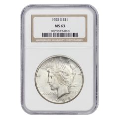 1925-S $1 Silver Peace NGC MS63