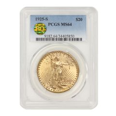 1925-S $20 Gold Saint Gaudens PCGS MS64 PQ Obverse