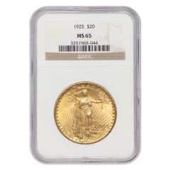 US $20 Saint Gaudens 1925 NGC MS65 Obverse
