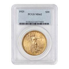 1925 $20 Gold Saint Gaudens PCGS MS62 Obverse