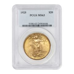1925 $20 Gold Saint Gaudens PCGS MS63 Obverse