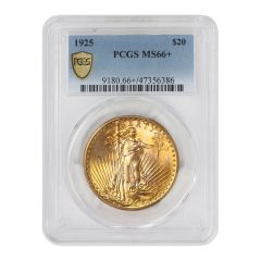 1925 $20 Gold Saint Gaudens PCGS MS66+ 