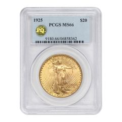 1925 $20 Gold Saint Gaudens PCGS MS66 PQ Obverse