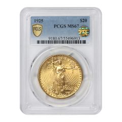 1925 $20 Gold Saint Gaudens PCGS MS67 PQ