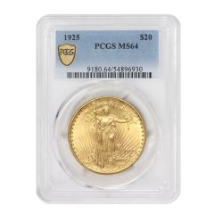 1925 $20 Gold Saint Gaudens PCGS MS64 Obverse