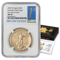 2025-W $50 Gold Eagle NGC MS70 FDOI w/OGP