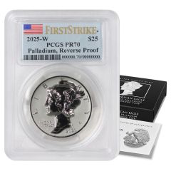 PRE-ORDER 2025-W $25 Palladium Eagle PCGS Rev PR70 FS Flag Label w/ OGP
