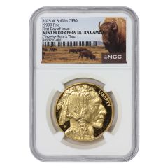 2025-W $50 Gold Buffalo NGC PF69UCAM FDOI Mint Error Obverse Struck Thru