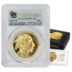 2025-W $50 Buffalo PCGS PR70DCAM FS Bison Label w/ OGP
