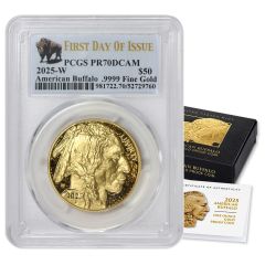 2025-W $50 Gold Buffalo PCGS PR70DCAM FDOI Bison Label w/ OGP