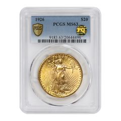 1926 $20 Gold Saint Gaudens PCGS MS63 PQ
