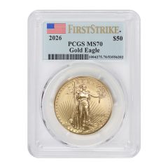 2026 $50 Gold Eagle PCGS MS70 FS Flag Label