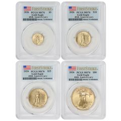 PRE-ORDER Set of 4 2026 Gold Eagles PCGS MS70 FS Flag Label