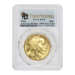 2026 $50 Gold Buffalo PCGS MS70 FS Bison Label