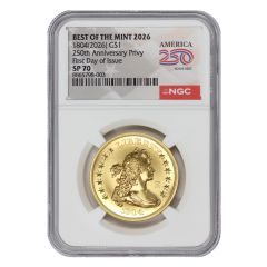 1804 (2026) Gold Draped Bust Dollar NGC SP70 FDOI America 250 Label 
