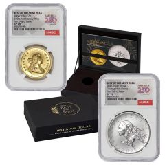 Set of 2 2026 $1 Gold 1804 Dollar and Silver Medal NGC SP70 FDOI 250 Label w/ OGP