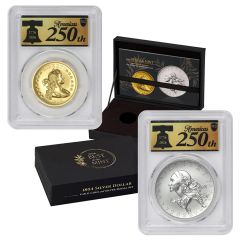 Set of 2 2026 $1 Gold 1804 Dollar and Silver Medal PCGS SP70 FDOI 250th Label w/ OGP