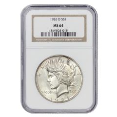 1926-D $1 Silver Peace NGC MS64