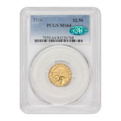 1926 $2.50 Gold Indian PCGS MS64 CAC Obverse