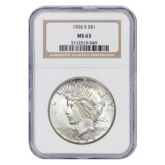 1926-S $1 Silver Peace NGC MS63