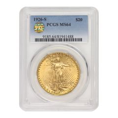 1926-S $20 Gold Saint Gaudens PCGS MS64 PQ Obverse