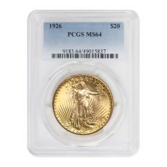 1926 $20 Gold Saint Gaudens PCGS MS64