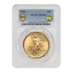 1926 $20 Gold Saint Gaudens PCGS MS66+ PQ Obverse