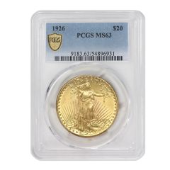 1926 $20 Gold Saint Gaudens PCGS MS63 Obverse