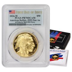 2026-W $50 Gold Buffalo PCGS PR70DCAM FDOI Flag Label w/ OGP