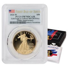2026-W $50 Gold Eagle PCGS PR70DCAM FDOI Flag w/ OGP