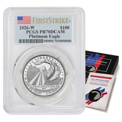 2026-W $100 Platinum Eagle PCGS PR70DCAM FS Flag Label w/ OGP