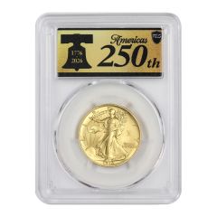 1916 (2026)-W 50c Gold Walking Liberty PCGS SP70 FDOI 250th Label