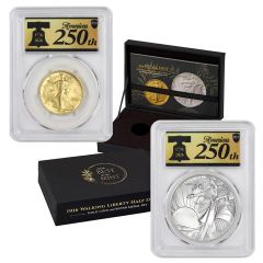 PRE-ORDER Set of 2 1916 (2026) 50c Gold Walking Liberty and Silver Medal PCGS SP70 FDOI 250th Label w/ OGP