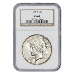 1927-D $1 Silver Peace NGC MS64