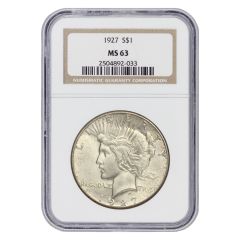 1927 $1 Silver Peace NGC MS63