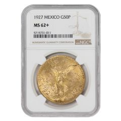 Mexico 1927 Gold 50 Peso NGC MS62+ Obverse